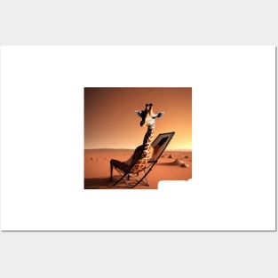 Giraffe Relaxing On Mars Posters and Art